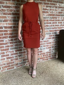 David Warren Petites Women’s Red Dress Tie Waist Size 8P. CSW107. - Picture 1 of 14