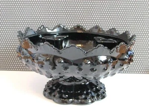 Vintage Fenton Black Hobnail Candle Bowl - # 3872 - Picture 1 of 6