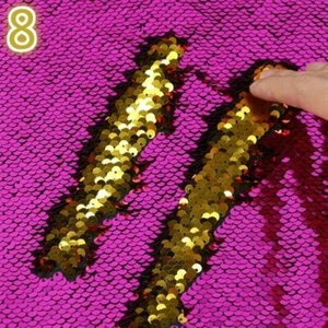 Sequin Fabric Reversible Flip Two Color Shiny Mermaid Material DIY Shirts - Picture 1 of 24