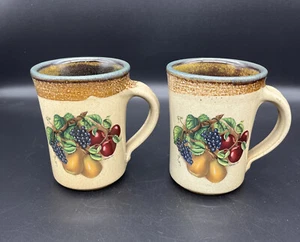MONROE SALT WORKS Fruit Motiff Tea or Coffee Mugs 9oz Set of 2 Retired (A) - Picture 1 of 7