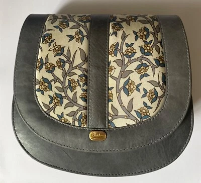 CHRISTINA Hand /Shoulder Bag, Silk & Leather, Grey Floral, 24x21x7cm (worn once) - Image 1 of 4