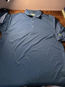 Donald Ross Polo Shirt Mens Large Blue Sun Print Performance Golf - Picture 1 of 8