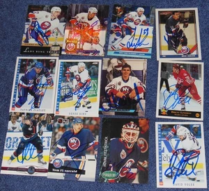 NEW YORK ISLANDERS CARDS LOT~TURGEON~HOGUE~FLATLEY~KING~SIGNED~1990-1999 - Picture 1 of 1