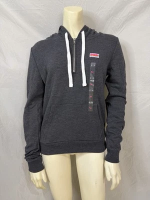 Sudadera con Capucha Victoria's Secret 1/4 Cremallera Talla S/P Gris Oscuro con Logo Nueva con Etiquetas Foto 1 de 4