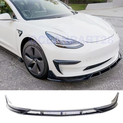 Alerón labial de parachoques delantero negro brillante para Tesla Model 3 Highland Sport 2017-2023 Foto 1 de 4
