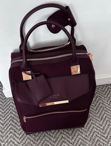 Ted Baker Amithia Business Laptop Burgundy Travel Weekend Case on Wheels Bag - Picture 1 of 10