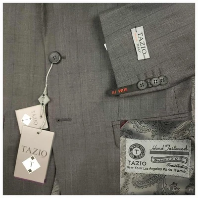 Abrigo deportivo Tazio Blazer para hombre 36R ultra delgado súper 120s lana a cuadros Glen Foto 1 de 4