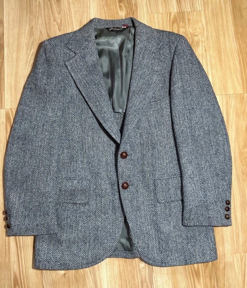 Harris Tweed Herringbone Blazer Clipper Craft USA Made PERFECT Condition - Image 1 of 4