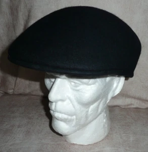 Cuffley Cap Stetson 100% Wool WPL6430 Black Driving Cap Made in England Medium - Picture 1 of 7
