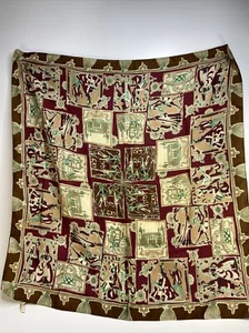 Maxine Creations Champagne Scarf Silk Fairytale Castle Courting Couple 33 in Sq - Picture 1 of 12