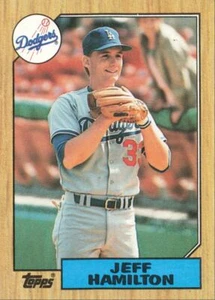 1987 Topps Baseball Rookie Card Jeff Hamilton Los Angeles Dodgers #266 - Picture 1 of 2
