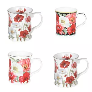 1pc Poppies Flowers Fine Bone China Coffee Tea Mug Cup 415cc w Box Xmas Gift - Bild 1 von 5