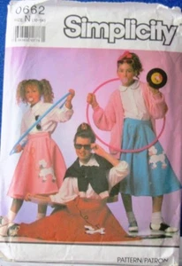 1990 Vintage SIMPLICITY Pattern #0662 3 Length POODLE SKIRTS Costume Sz N 10-14 - Picture 1 of 2