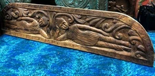 Vintage Reclining BUDDHA Carved Wood HeadBoard Wall Panel Decorative CLEARANCE  