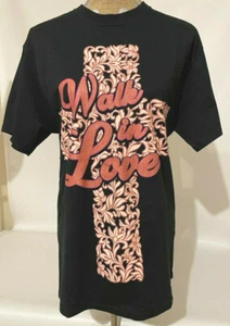 Camicia WALK IN LOVE Floreale Cross ChristianTee LG Manica Corta Nera - Foto 1 di 4