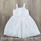 H&M Girls White Embroidered Dress 3-4Y NWT