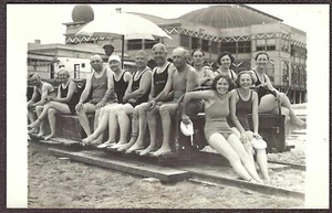 Sunbathing Beauties at Saltair Beach, Great Salt Lake City, Utah RPPC 1930s - Picture 1 of 2
