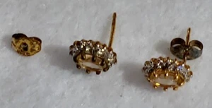 Orecchini a perno in oro 18 kt su argento sterling con pietre preziose autentiche 3/8 pollici - firmati - Foto 1 di 12