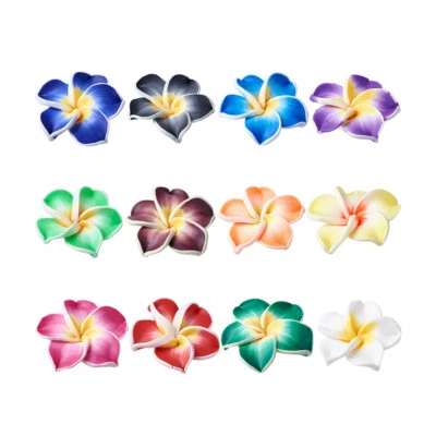 200 cuentas de plumeria flor 3D hechas a mano hechas a mano espaciador artesanal 12 ~ 15 mm Foto 1 de 4