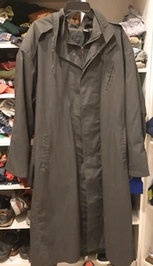 Trans-Atlantique RAINCOAT Rain Trench Mens L Black - Picture 1 of 10