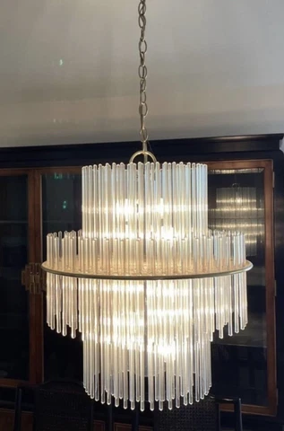 Gaetano Sciolari Lightolier Glass Rod Tube Chandelier Ceiling Light Mid Century Cover