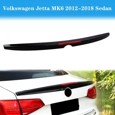Fit For VW Jetta MK6 Sedan Gloss Black Rear Trunk Lip Spoiler Wing Red Reflector - Image 1 of 4