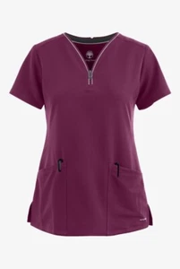 Healing Hands 360 Sonia Women's Size XL Wine STRETCH Reflective Zip Scrub Top - Picture 1 of 2