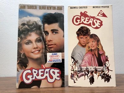 Grease 1 And 2 VHS Tape Lot Musical John Travolta Michelle Pfeiffer - Image 1 of 3