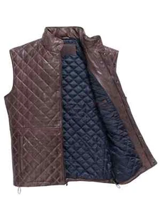Men's Leather Vest Genuine Lambskin Leather Quilted Black Leather Hooded jacket - Picture 1 of 4