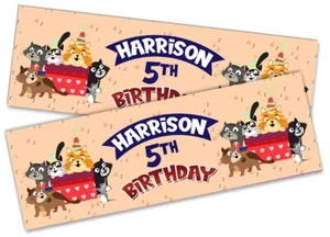 x2 Striscione Compleanno Personalizzato Gatto Bambini Decorazione Poster 26 - Foto 1 di 4
