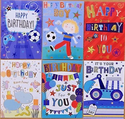 XPRESS YOURSELF Pack of 6 Boys Kids Childrens Birthday Cards Male Childs Birthday Cards Him /NC1