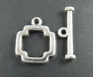 60sets Tibetan Silver Square Frame Toggle Clasps 13.5x17mm 1776 - Picture 1 of 1