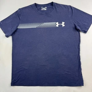Under Armour Heatgear Mens Large Blue Cotton Polyester Logo Graphic T-Shirt - Picture 1 of 8