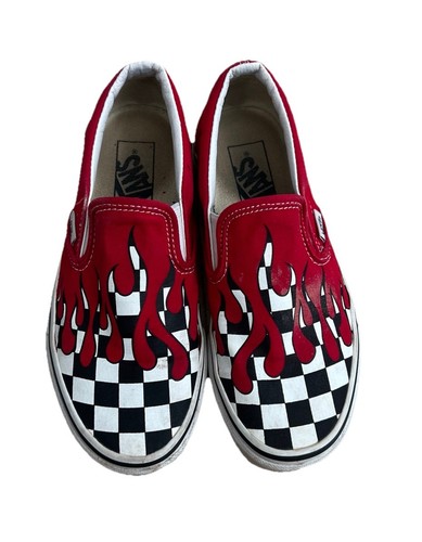 Vans Classic Slip On Checker Drips Rosso Fiamma Sneakers Scarpe Uomo 4 5 Donna 6