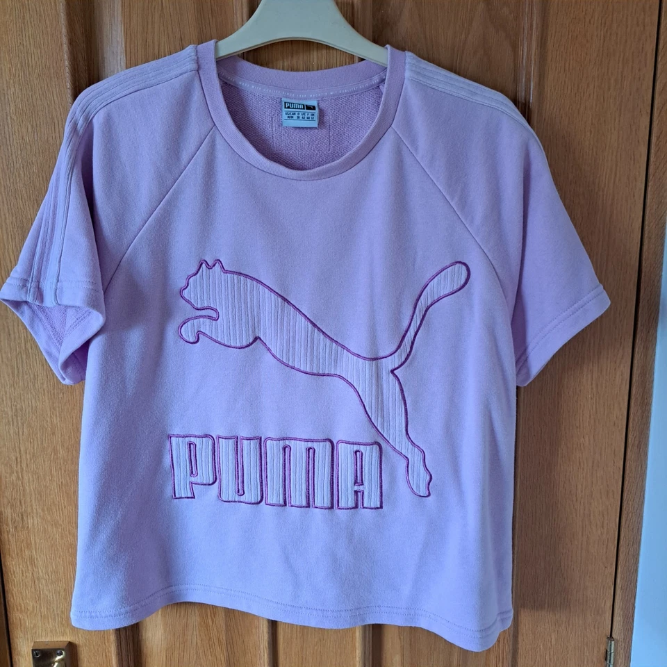 Sudadera deportiva Puma Crop Top vintage para mujer talla 12 US M rosa manga corta Foto 1 de 4