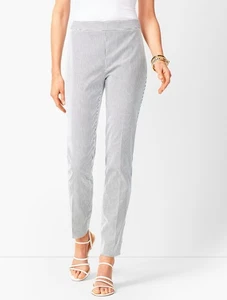 Talbots Pantalone Donna 6P Caviglia Chatham Alzata Seersucker Zip Laterale Nautico - Foto 1 di 11