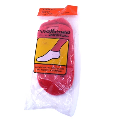1 pair vintage ORLON bootie socks downy puffs red womens 8.5-11 Walgreens - Image 1 of 4
