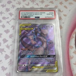 PSA 10 Mewtwo & Mew GX Full Art 222 SM Unified Minds 2019 English Tag Team - Bild 1 von 5