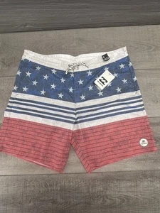 Billabong Good Times Lo Tide Board Shorts - NWT Mens 40 American Flag USA Stars - Picture 1 of 3