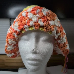 Sombrero Cubo Estilo Cloche Crochet Naranja Blanco Amarillo Rosa Hecho a Mano Adulto Talla Nuevo - Imagen 1 de 4