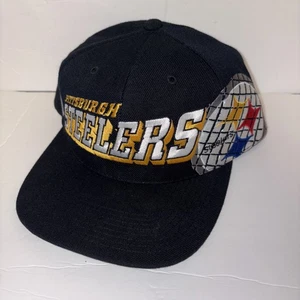 Cappello snapback nuovo senza etichette vintage Sport Specialties Pittsburgh Steelers logo griglia nero - Foto 1 di 10