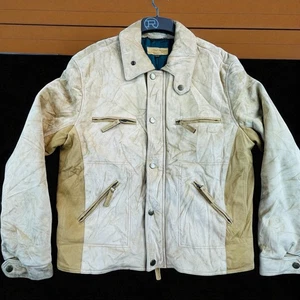 Vintage DONALD J PLINER Beige Wildleder/Pigment Lederjacke Herren EU XXL US XL Italy - Bild 1 von 14