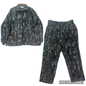 Vintage Fleece Treebark Camo Set Men XL Tall Timber Coat 10x Pants Hunting USA - Picture 1 of 11