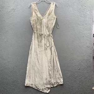 Vince Champagner Gold Panne Seidenmischung Wickel Midi Kleid Samt Velour Damen Gr. S - Bild 1 von 19
