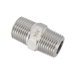 M14 M20 1/4" 3/8" 1/2" 3/4" BSP NPT Male 304 Stianless Hex Nipple Pipe Fitting - Picture 1 of 1