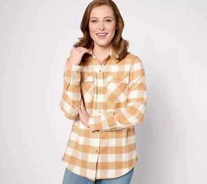 Denim & Co. Buffalo kariertes Flanellhemd mit Knopfleiste, Sandelholz, 1X - Bild 1 von 1