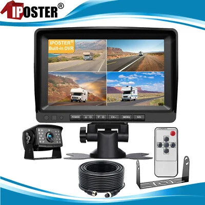 9" IPS Screen Quad Monitor DVR Loop Recording 1080P AHD Rear View Camera Truck - Image 1 of 4