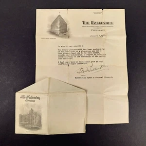 Antique The Hollenden Hotel Stationary and Envelope Cleveland OHIO Jan 4th, 1924 - Picture 1 of 4
