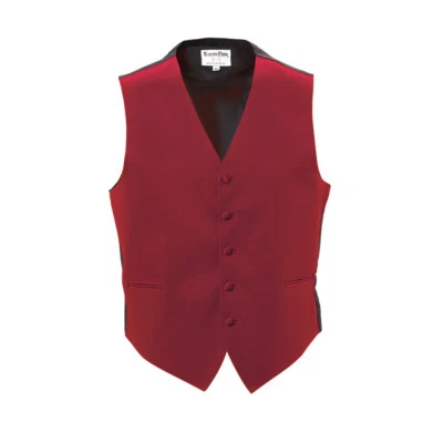 New Mens Red Satin Tuxedo Vest Bow Tie Real Pockets MADE IN USA Best Quality - Image 1 of 3