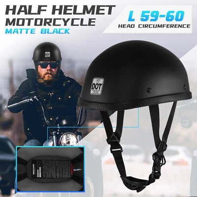 Motorcycle FLAT DOT Beanie Half Helmet Cap Skid Scooter Chopper Size L — 第 1/4 张图片